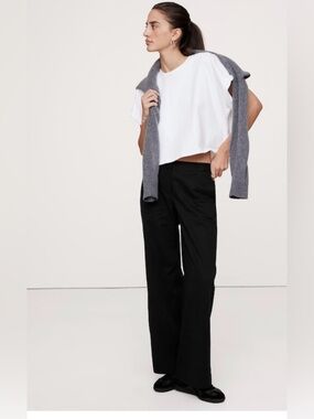 NWT-Banana Republic Black Everyday Wide-Leg Tencel Cotton Pant, Large Tall